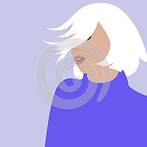 Image of a beautiful girl without a face in a fashionable style. Minimalism. Vector illustration.