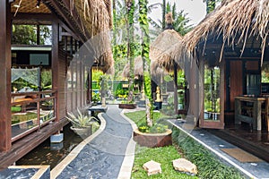 Beautiful and green tropical bali garden