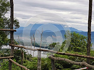 Image of beautiful green landscape from peak Bukit Merah Karambunai,Sabah.