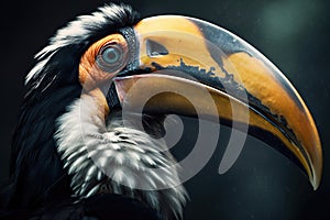 Image of beautiful hornbill head. Wild Animals. Bird. illustration. Generative AI