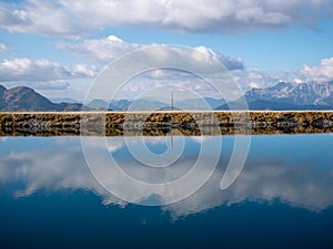 Image of beautiful landscape with lake and mountains