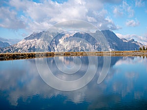 Image of beautiful landscape with lake and mountains