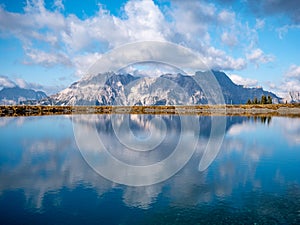 Image of beautiful landscape with lake and mountains