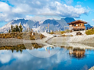 Image of beautiful landscape with lake and mountains