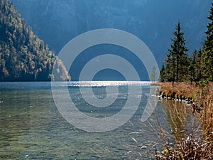 Image of beautiful landscape with lake and mountains