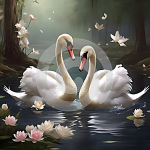 Beautiful Loving Swans