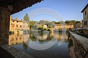 Image of the beautiful village of Bagno Vignoni in Val d`orcia.
