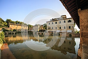 Image of the beautiful village of Bagno Vignoni in Val d`orcia.