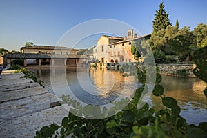 Image of the beautiful village of Bagno Vignoni in Val d`orcia.