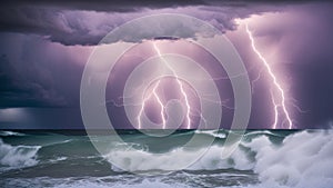 An Image Of A Beautifully Elegant Picture Of A Storm Over The Ocean AI Generative