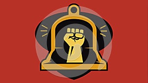 An image of a bell with its ringer shaped like a raised fist symbolizing the resilience and determination of the Black photo