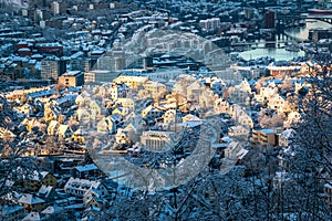 La città scena vista aerea da mattina alba 