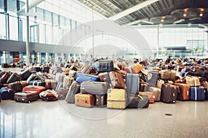 Image of big mass with baggage at the airport