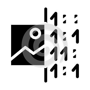 Image binary code glyph icon vector illustration
