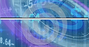 Image of binary code over background in globe and mid