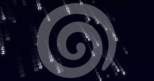 Image of binary coding data processing over black background