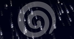 Image of binary coding data processing over black background