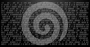 Image of binary coding data processing over black background