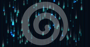 Image of binary coding data processing over black background