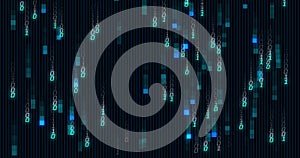 Image of binary coding data processing over black background