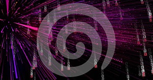 Image of binary coding and data processing over black background