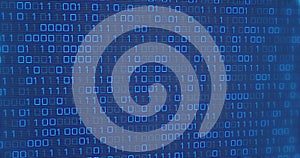 Image of binary coding data processing over blue background