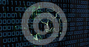 Image of binary coding data processing over computer servers