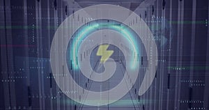 Image of binary coding and data processing over computer servers