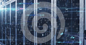 Image of binary coding data processing over computer servers