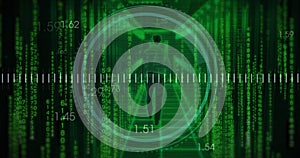 Image of binary coding and data processing over computer servers