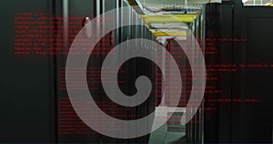 Image of binary coding and data processing over computer servers