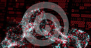 Image of binary coding and data processing over dark background