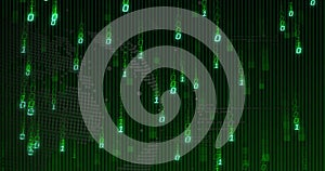 Image of binary coding and data processing over globe