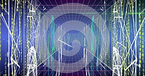 Image of binary coding and data processing over network of connections