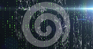 Image of binary coding and data processing over network of connections
