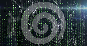 Image of binary coding and data processing over network of connections