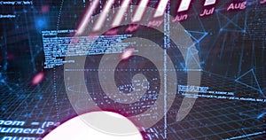 Image of binary coding digital data processing and connections over black background