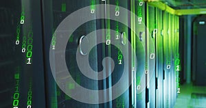 Image of binary coding digital data processing over computer servers