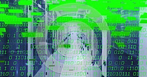 Image of binary coding digital data processing over computer servers
