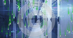 Image of binary coding digital data processing over computer servers