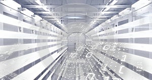 Image of binary coding digital data processing over computer servers