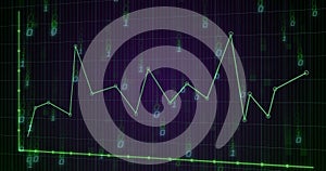 Image of binary coding and digital data processing over dark background