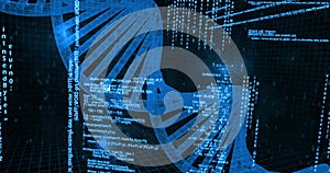 Image of binary coding digital data processing over dna strand