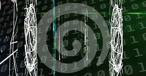 Image of binary coding numbers changing over networks of connections