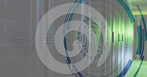 Image of biometric fingerprint and digital data processing over computer servers