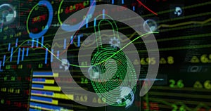 Image of biometric padlock and data processing