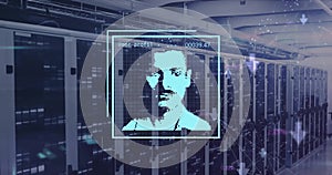 Image of biometric photo and data processing over computer servers