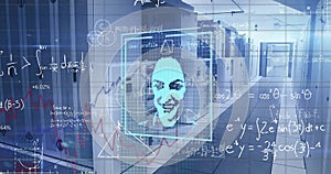 Image of biometric photo and digital data processing over computer servers