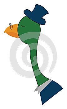 Image of bird with glasses - cartoon, vector or color illustration