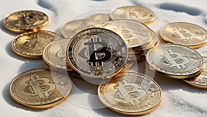 Bitcoin Symbol on Digital Screen photo